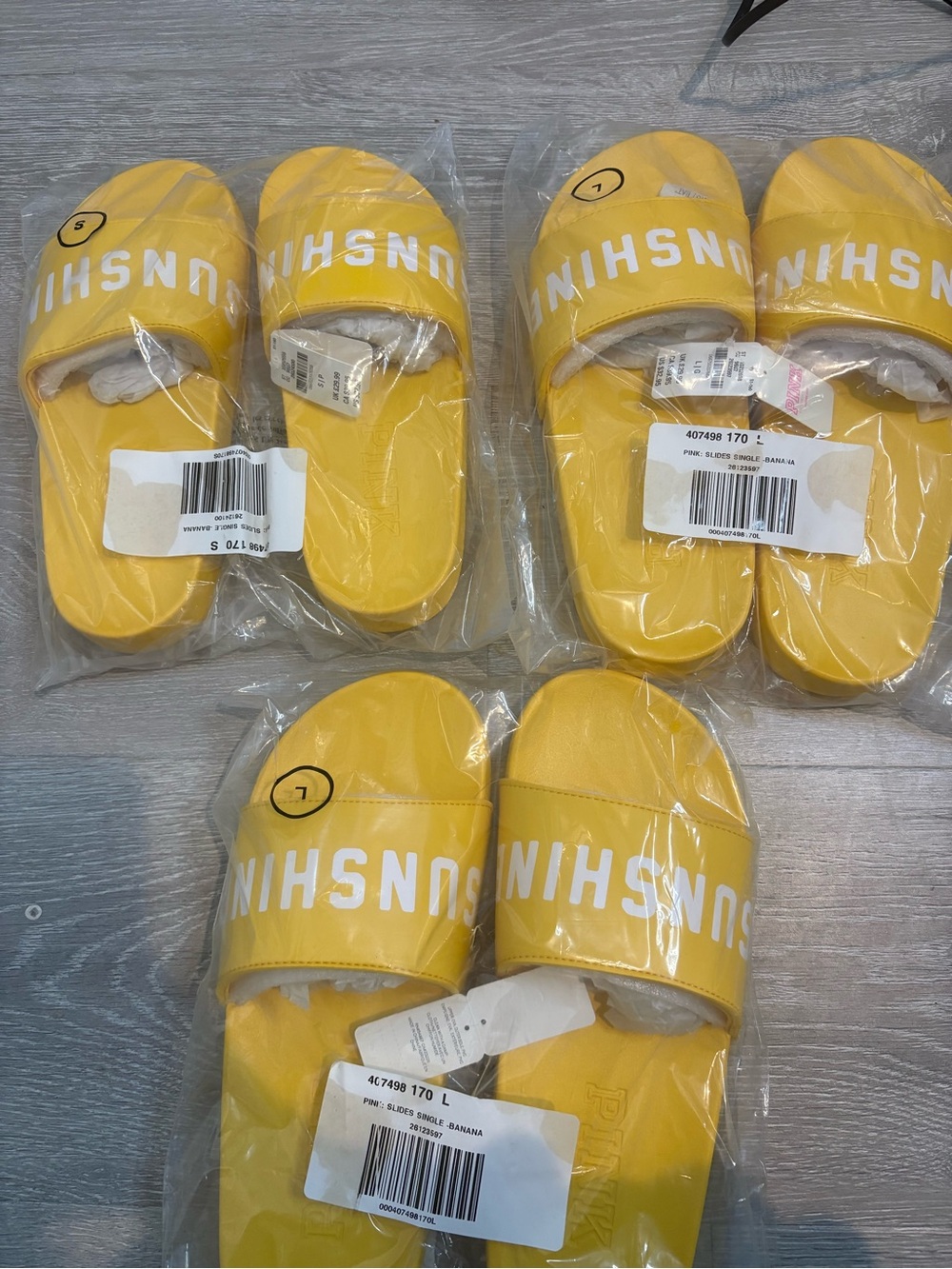 PINK *NWT* Womens Victoria's Secret Yellow Slide Sandals